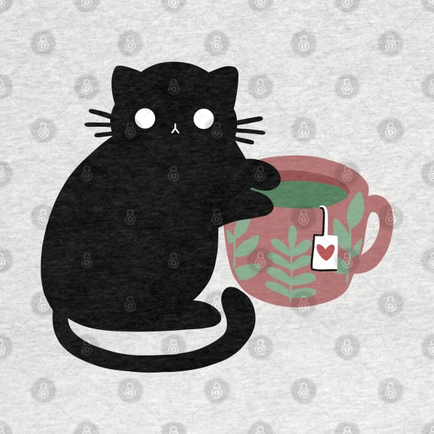 Kawaii „Green Tea Cat“ Design | Cute Illustration Green Tea Lover | Cat Lover | Illustration by Atelier Serakara by Atelier Serakara